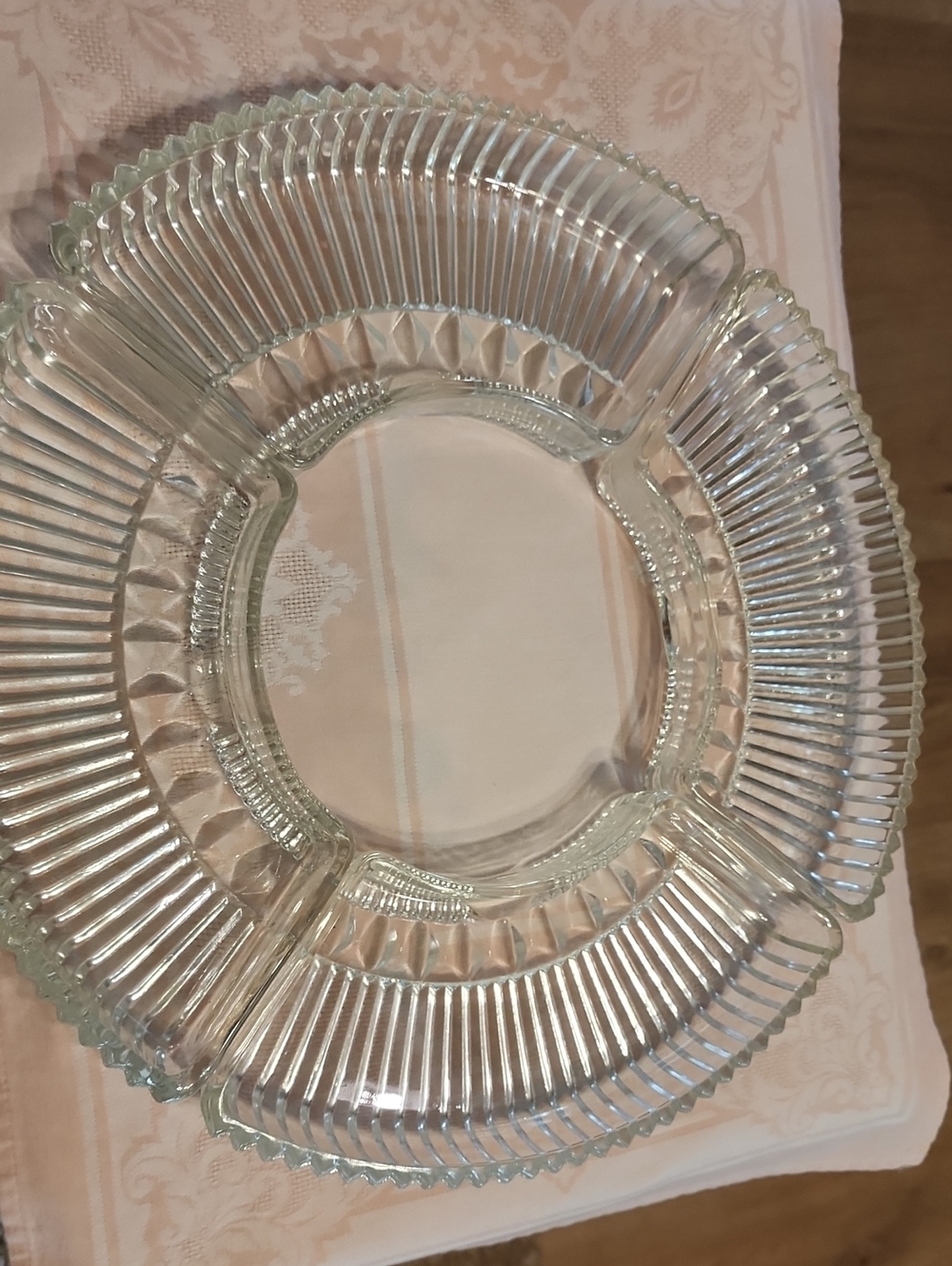 Kromex Lazy Susan Clear Divided Glass Serving Bowl - Versatile Entertaining